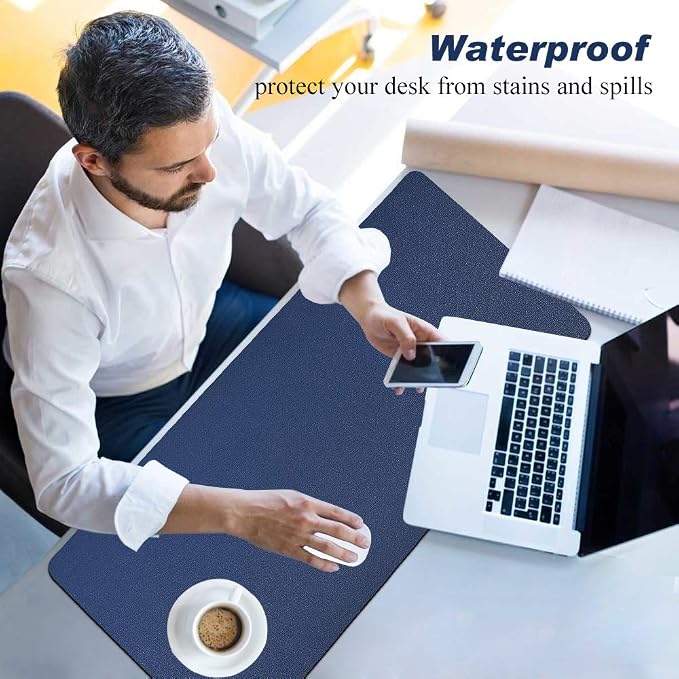 Desk Pad for Office Home 31" x 13", PU Leather Waterproof Large Desk Writing - Image 3