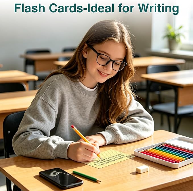 Index Cards 4x6 with Ring, 160 Sheets, Ruled Colored Flash Cards - Image 5