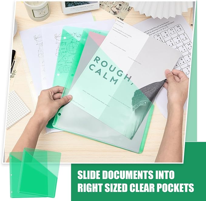 Seajan 48 Pcs Pocket Folders for 3 Ring Binder Clear Plastic Folders Sleeves - Image 4