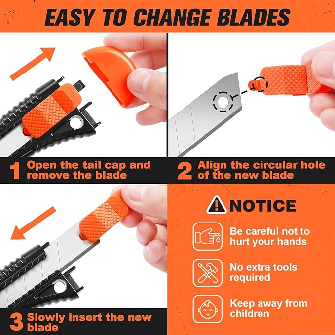 JOYUMY 20 Pack Utility Knife, Box Cutter Retractable, Box Knife - Image 6