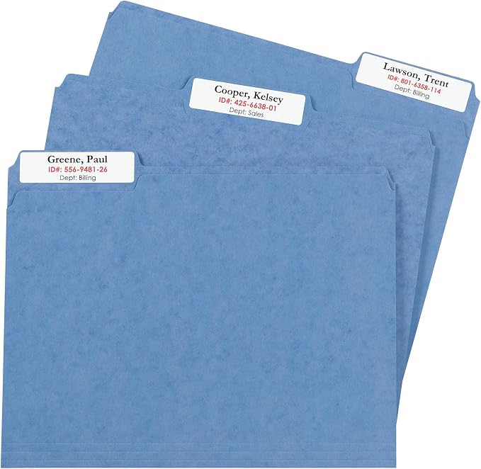 Avery TrueBlock Extra Large File Labels, 15/16" x 3-7/16", 5 Packs, 250 - Image 2
