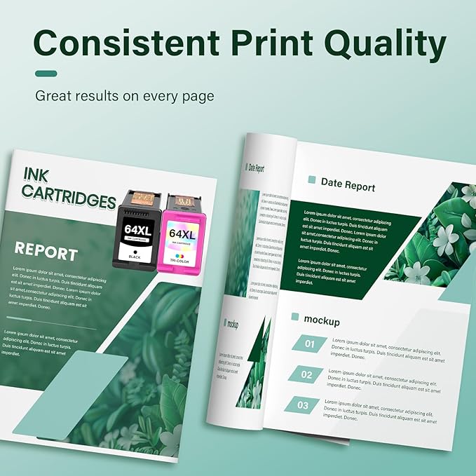 64XL 64 Black and Color Ink Cartridge Combo Pack XL Remanufactured Replacement for HP Printers Envy Photo 7855 7155 Inspire 7900e Series 7255e 7200e 7955e 7858 7800 6255 Tango Ink Cartridges (2 Pack)-DeskLoop Office