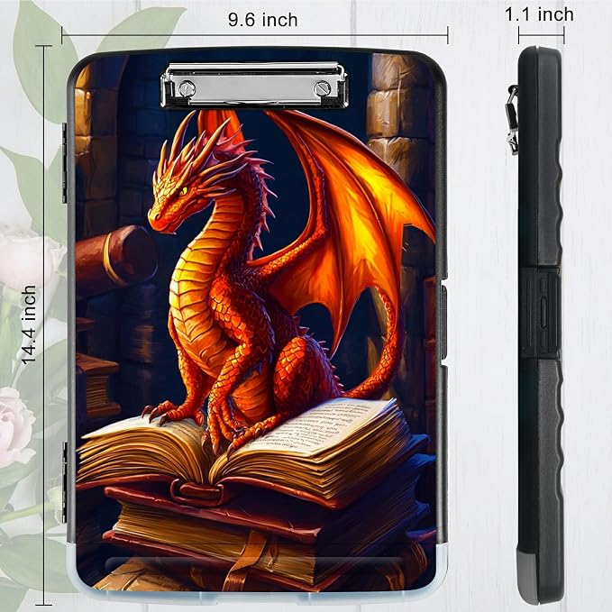 Book Dragon A4 Clipboard with Storage Pen Holder, Clipboards Organizer Nursing - Image 3