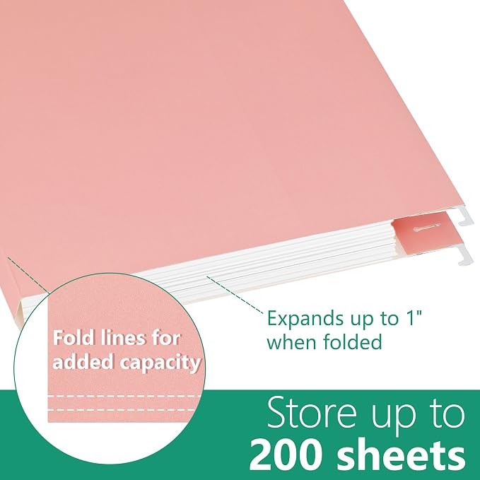 Hanging File Folders Letter Size, Pastel Colors, 6 Pack Hanging File Folders - Image 3