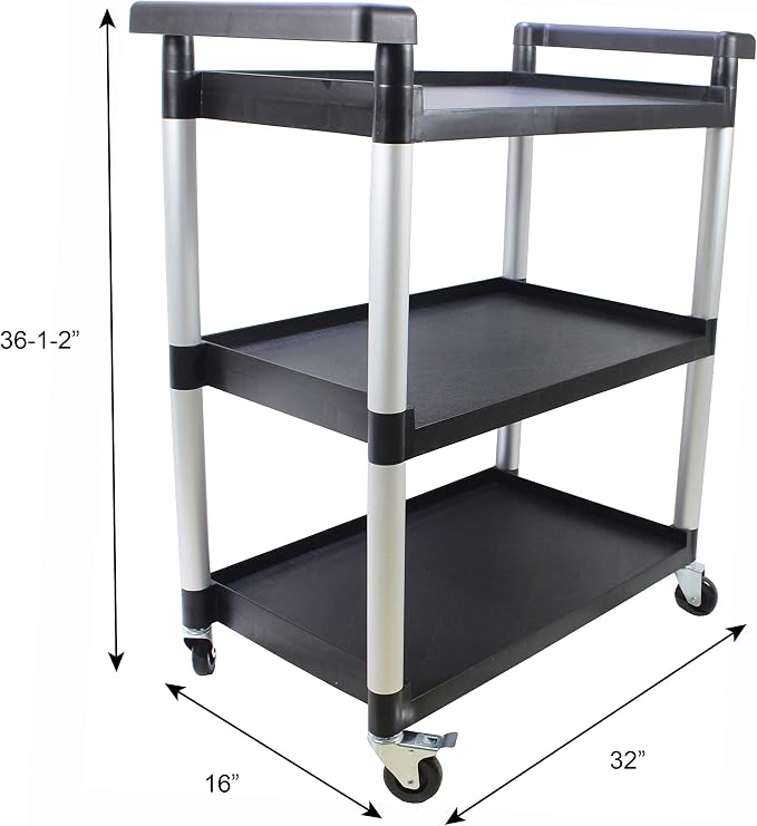 MaxWorks 80774 3-Shelf Utility Plastic Cart - Image 5