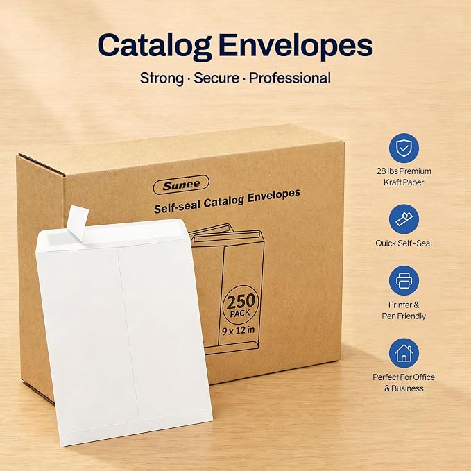SUNEE 9 x 12 Catalog Envelopes Self Seal, Security Mailing Envelopes, 28lb - Image 7