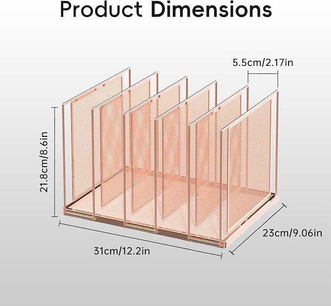 File Organizer for Desk, 5-Section Vertical File Sorter, Paper Holder Organizer - Image 5