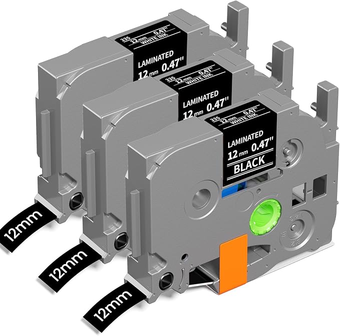 TZe-335 Replacement for Brother Label Maker Tape 12mm 0.47 Black | TZe TZ Tape by AirmallTec