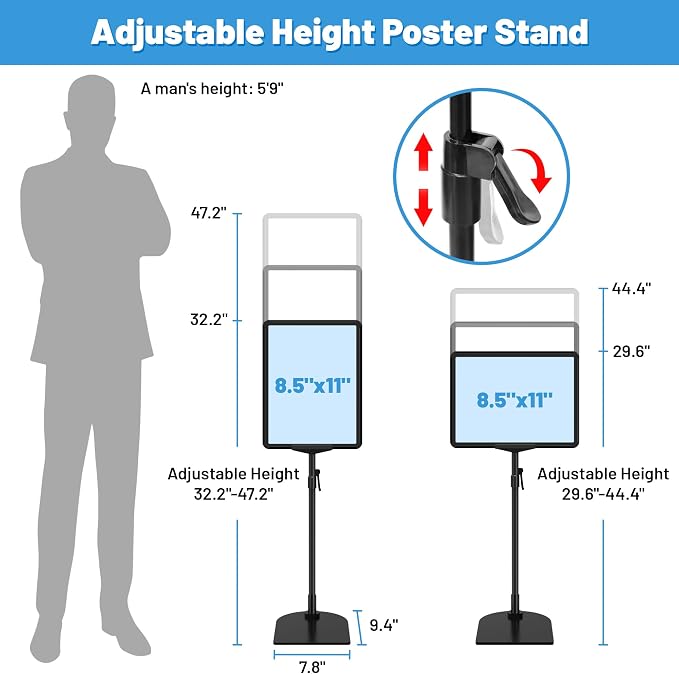 8Pack Sign Holder Stand for Display 8.5 x 11, Adjustable Poster Stand for Table - Image 3