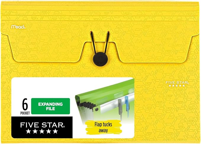 Five Star Expanding File Organizer, 6-Pocket Accordian File Organizer, Bungee by FiveStar