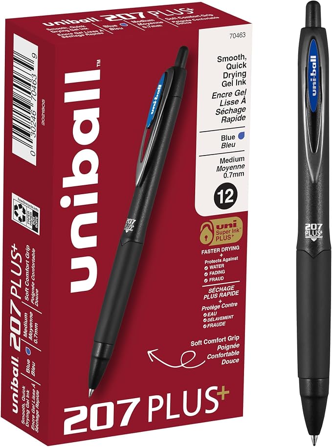 Uniball 207 Plus+ Retractable Gel Pens 12 Pack by uni-ball