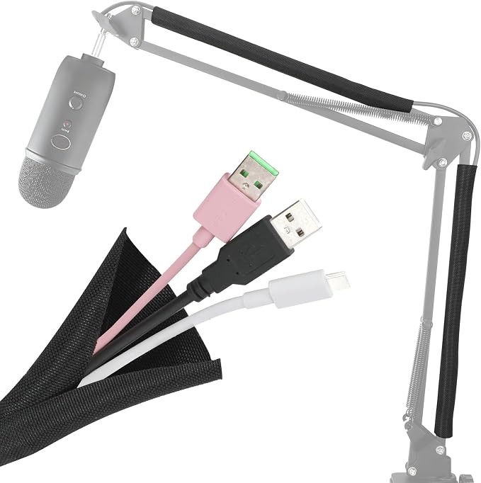 Wire Sleeves for Cables -Mic Boom Arm Cables Sleeve, Tidy up the Wire Harness by YOUSHARES