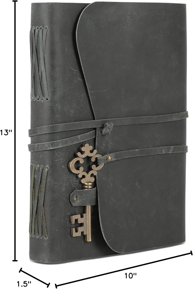 Leather Journal with Deckle Edge Paper 8x6 inch and Vintage Key | Handmade - Image 6