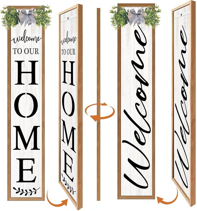 Double-sided Welcome to Our Home Wooden Sign Stand by Unknown