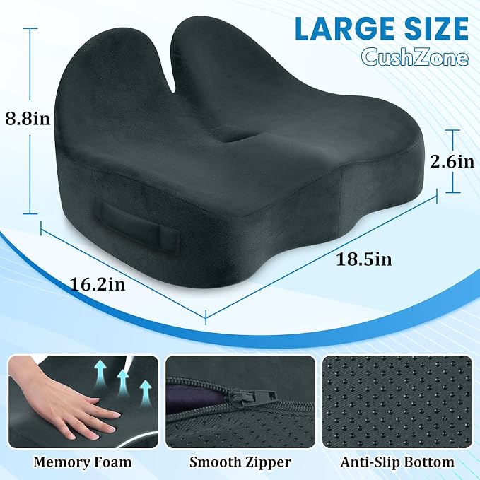CushZone Seat Cushion, Memory Foam Office Chair Seat Cushion - Image 2