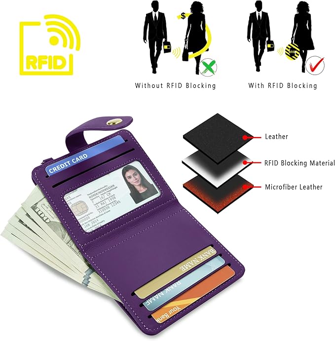 Airkit Small Wallet Women RFID, PU Leather Card Holder - Image 5