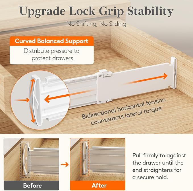 Lifewit Drawer Dividers for Clothes, 3.2" High 10.5"-16.5" Expandable Dresser - Image 4