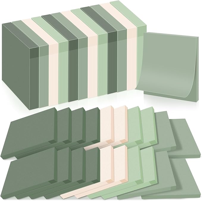 Fainne 24 Pack Sticky Notes Bulk Back to School Supplies Self Stick Note Pads Paper Memo for Office First Day of School Student Teacher Essentials (2 x 2 Inches,Green)-DeskLoop Office
