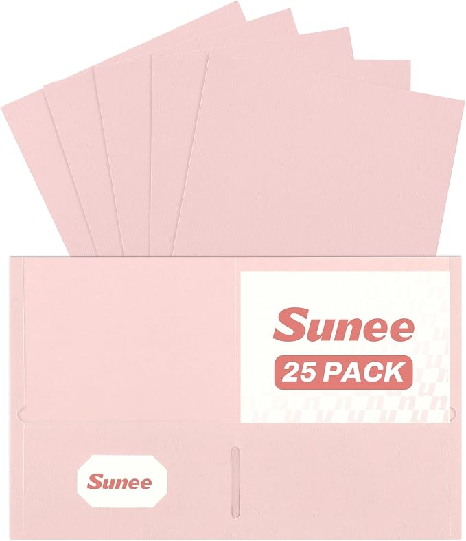 SUNEE Two Pocket Folders, 25 Pack File Folders by SUNEE