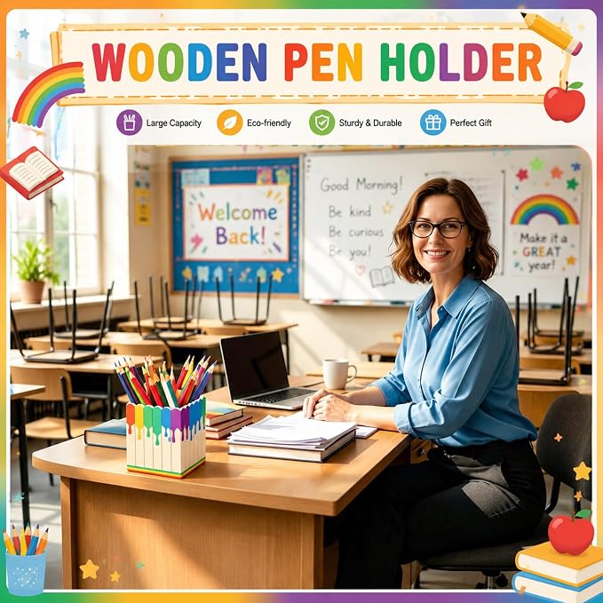 Sherr 2 Pcs Wood Pencil Holder Pen Holder - Image 4