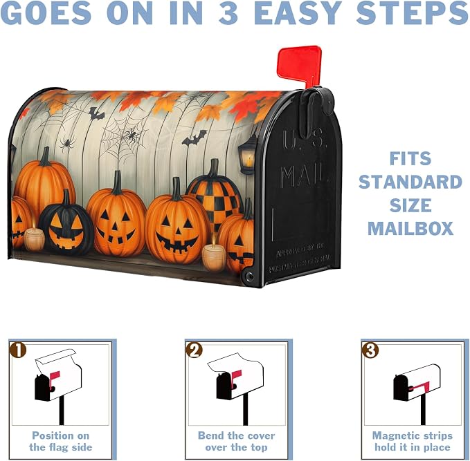 Halloween Mailbox Covers Magnetic Fall Spooky Pumpkin Mailbox Cover Standard - Image 6