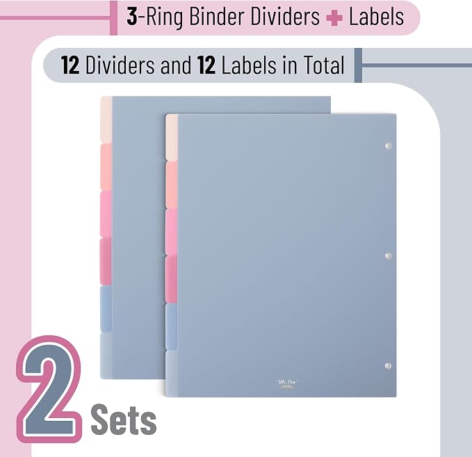 Mr. Pen- Dividers for 3 Ring Binder, 2 Sets, 6 Pack/Set, Binder Dividers - Image 2