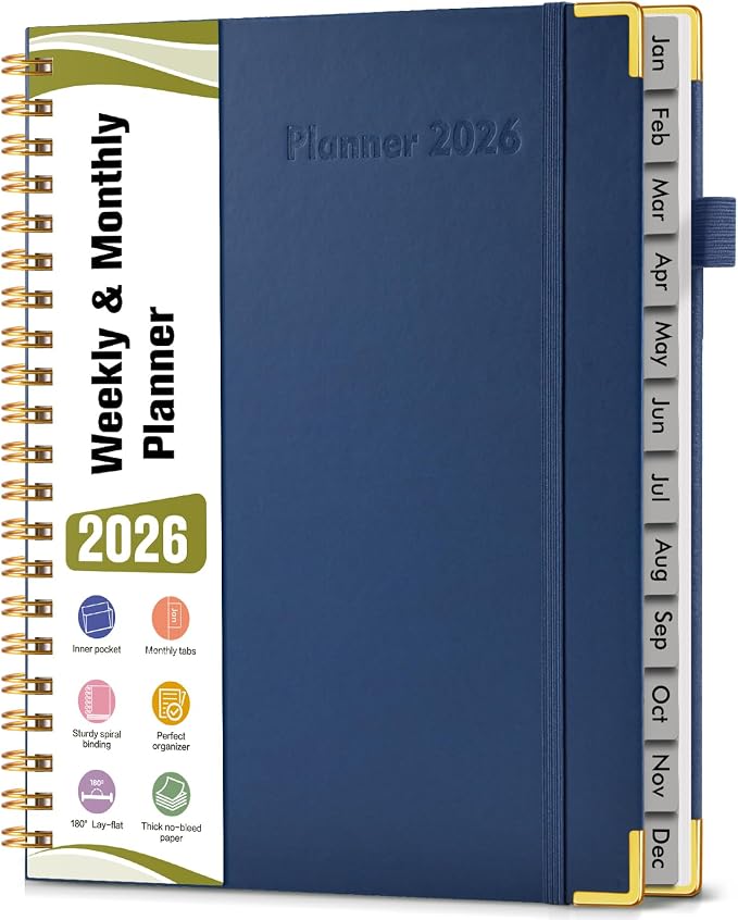 2026 Planner, Hardcover Leather Weekly and Monthly Planner, January 2026 by Unknown