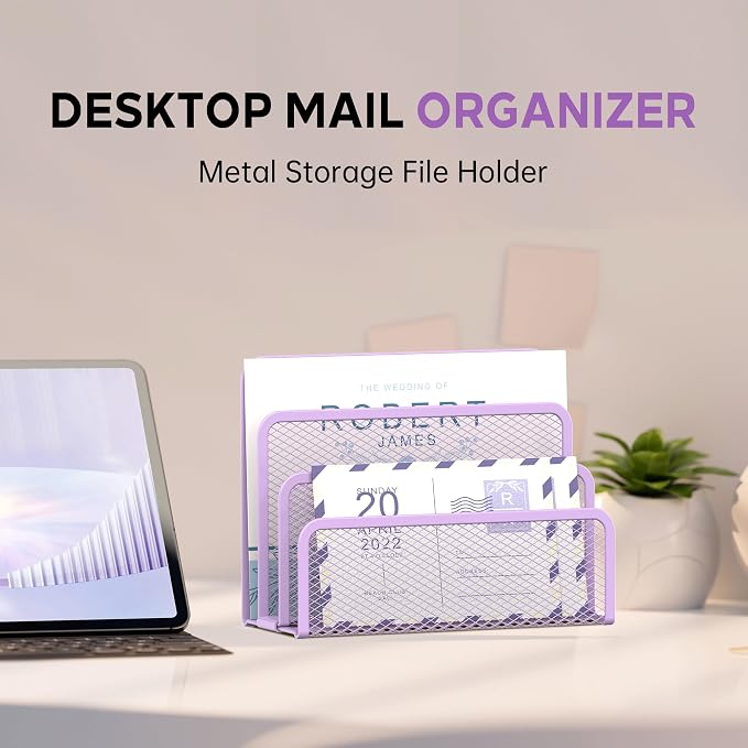 SUPEASY Mail Organizer for Desk, Mesh Metal Mail Holder Countertop - Image 5