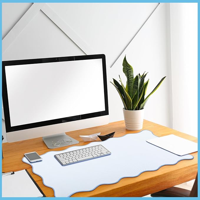 Hahafelt Scalloped Desk Mat Large Desk Pad Cute Coquette Table Mat Back to - Image 5