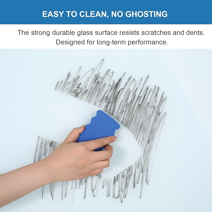 Glass Dry Erase Board - Large Magnetic Whiteboard with Frameless Mounting, Premium Tempered Glass Surface & Accessory Tray - Perfect for Office, Classroom, or Home (48" x 36")-DeskLoop Office
