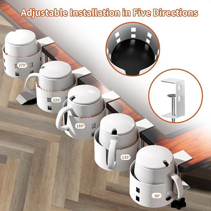 Upgraded Large Desk Cup Holder Clamp, Anti-Spill Cup Holder - Image 4
