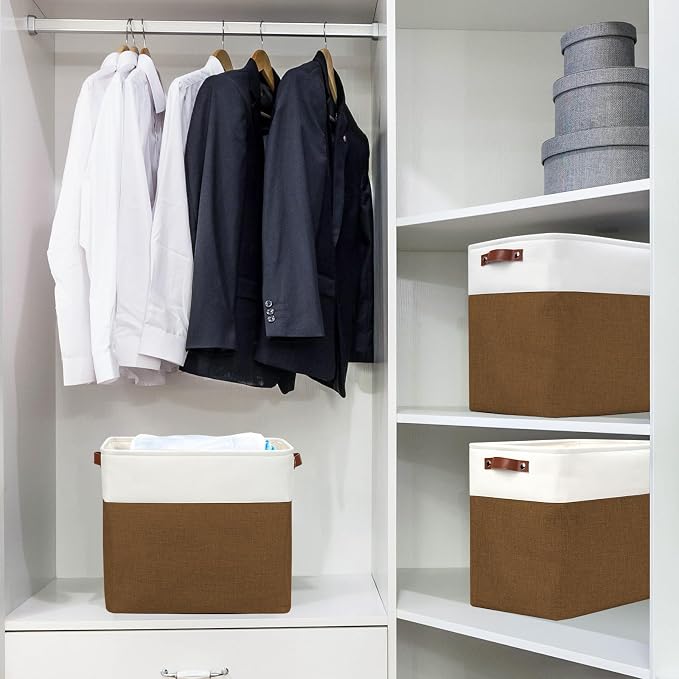 Bagnizer Large Fabric Storage Baskets | 50L Storage Bins, Decorative Linen - Image 2