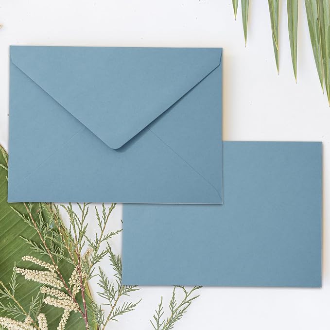 Whaline 50Pcs A7 Invitation Envelopes Set Dusty Blue Greeting Card Envelopes - Image 7
