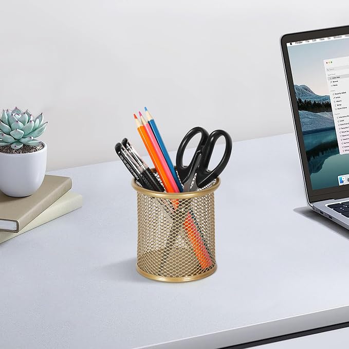 EasyPAG Pencil Holder for Desk, 2 Pack Metal Pen Organizer, Mesh Pencil Cup - Image 7