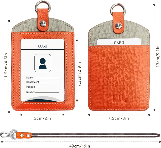 Badge Holder: Boshiho Cowhide Leather ID Badge Card Holder - Image 5