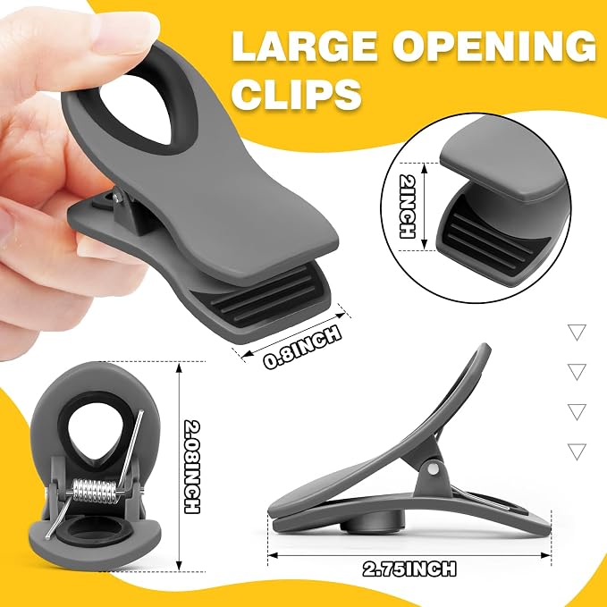 10PCS Magnetic Chip Clips Airtight Seal Reusable Grey Bag Clips - Image 5