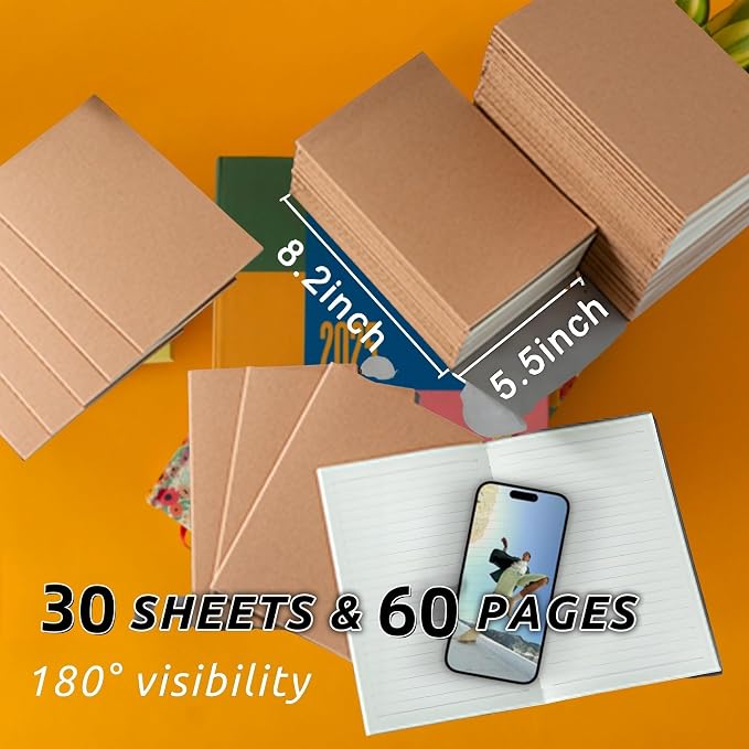 100 PCS A5 Lined Notebooks Bulk, 8.3"x5.5" Kraft Paper Journals - Image 2