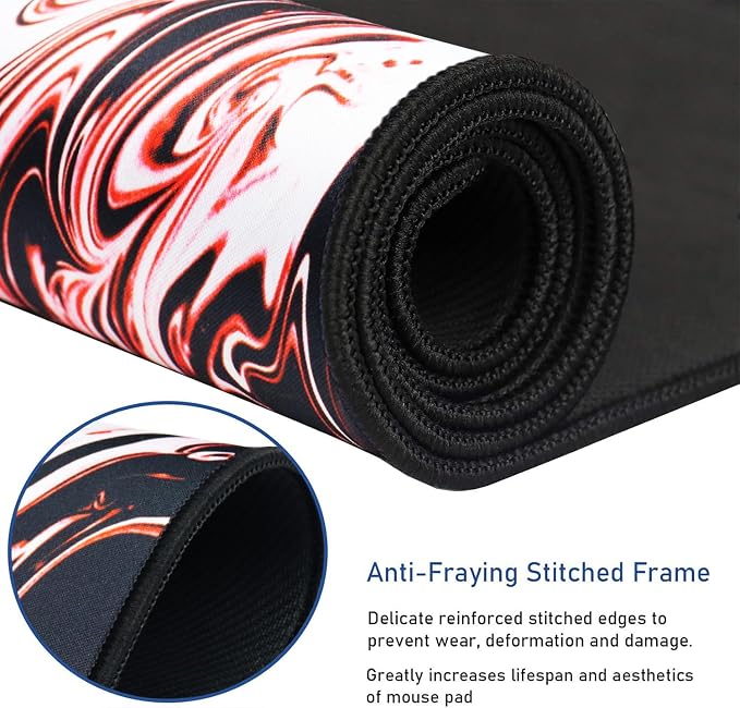 Large Extended Mouse Pad with Stitched Edges, Durable Non-Slip Natural Rubber - Image 2