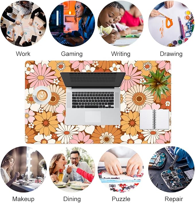 Colorful Star Large Mouse Pad, PU Leather Waterproof Desk Mat, Computer Gaming - Image 6