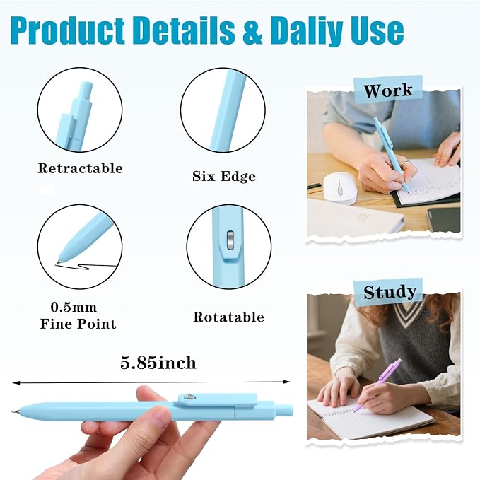Vitoler Cute Gel Pens, 8 Pack 0.5mm Fine Point Pens - Image 5