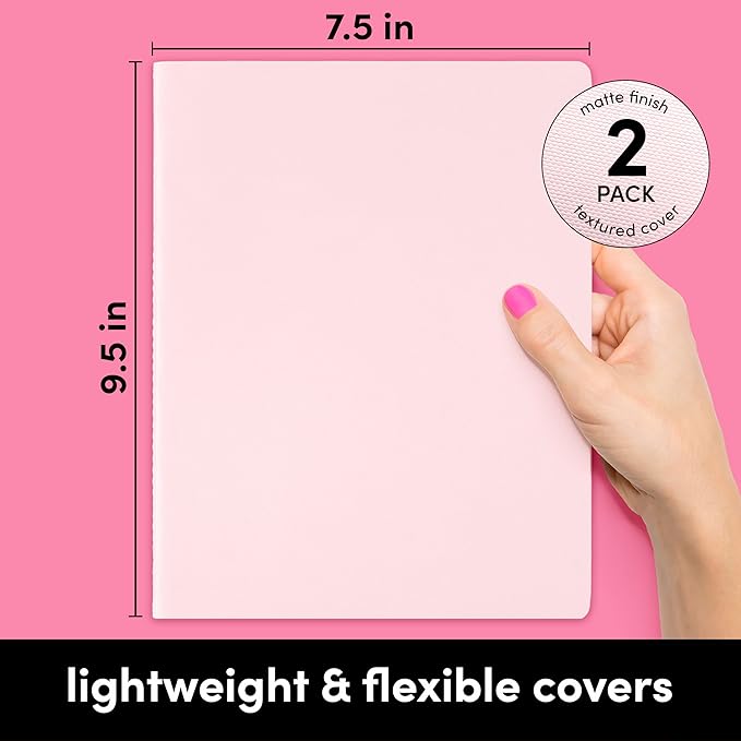 PAPERAGE Soft Cover Blank Journal Notebook, 2 Pack, (Blush), 100 Pages, Large 7.5 inches x 9.5 inches, Ideal for Sketch Book, Note Taking & Travel Journal-DeskLoop Office