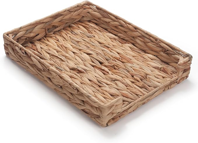 Water Hyacinth Letter Tray for A4 File Document Magazine Storage Basket Desk - Image 2