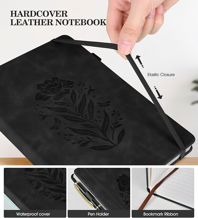 Lined Journal Notebook for Women, A5 Pink Hardcover Leather Journals for Writing - Image 5