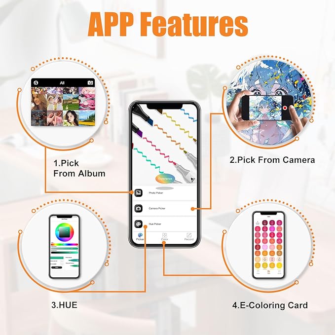 204 Colors Alcohol Markers with Free App, Chisel Tip and Fine Tip, Dual Tip Alcohol-Based Marker set for Artist Adults, Art Markers for Painting, Coloring, Sketching and Drawing,Great Gift Idea-DeskLoop Office