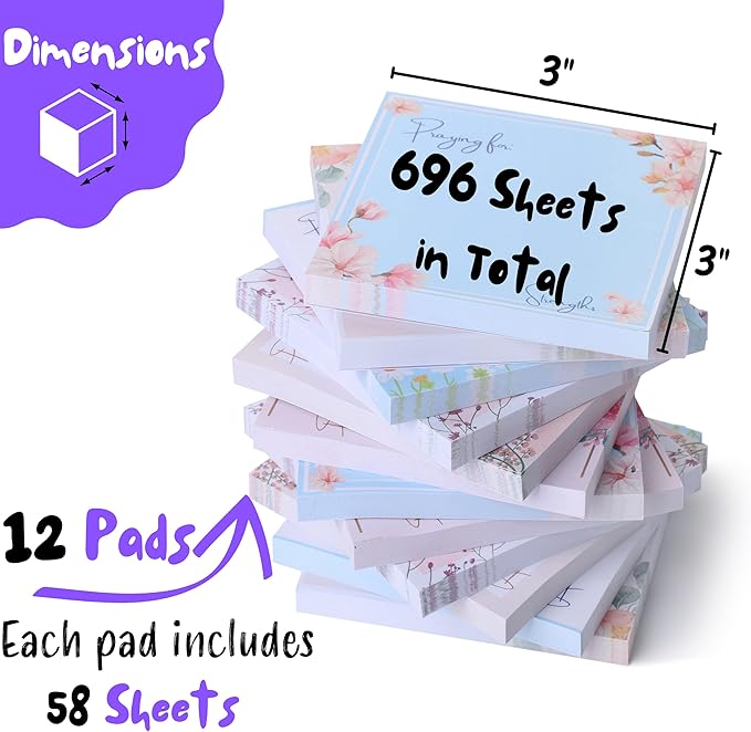 Mr. Pen- Floral Sticky Notes, 3'x3', 12 Pads, Aesthetic Colorful Sticky Notes in Bulk-DeskLoop Office