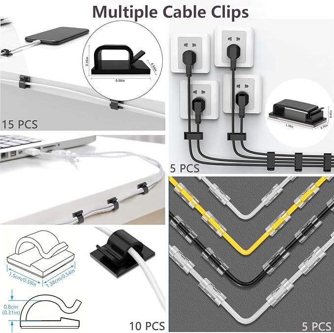 ELII 327 PCS Cable Management Kit 4 Cable Cable Sleeves, 65 Cable Clips - Image 4