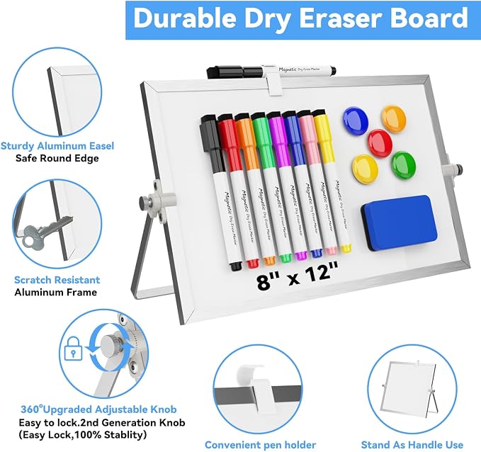 Dry Erase White Board, Cazeyoo Magnetic Desktop Whiteboard 8 x 12inch - Image 4