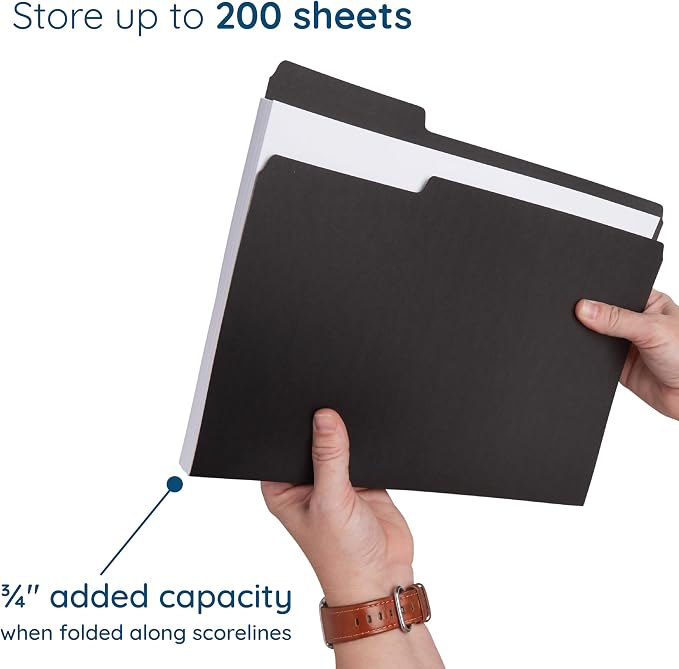 100 Blue Summit Supplies Black File Folders - Image 3