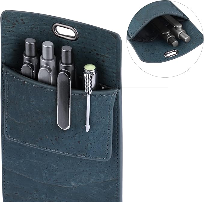 Premium Portuguese Cork Pocket Protector for Men | Multi-Use Pocket Protectors for Shirts and Lab Coats | For Pen, Pencils, Pointers, and More | 1 Pack Blue Pocket Organizer Protector-DeskLoop Office