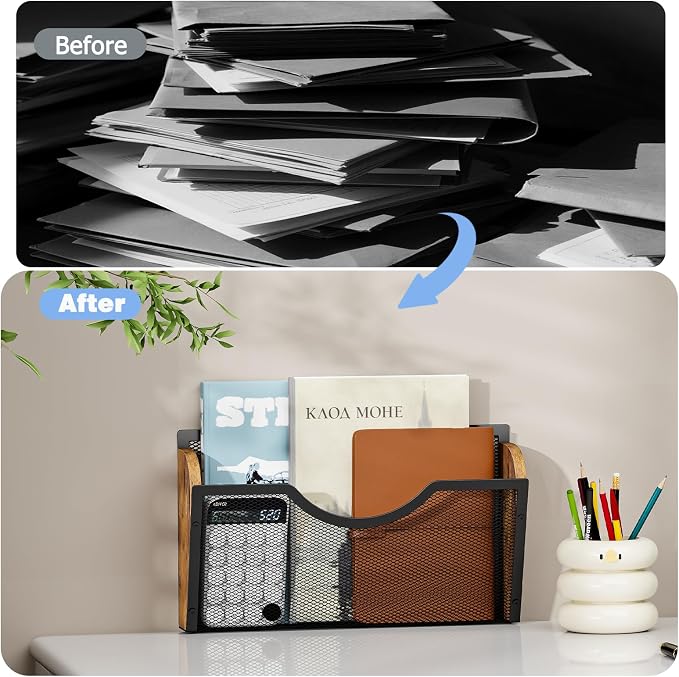 Sbanmao 3 Pack Wall File Organizer, Metal Mesh Hanging File Folder Holder - Image 8